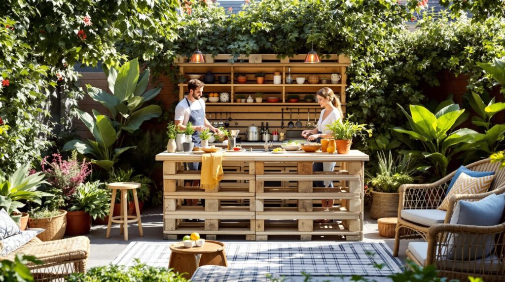 cuisine en palette exterieur