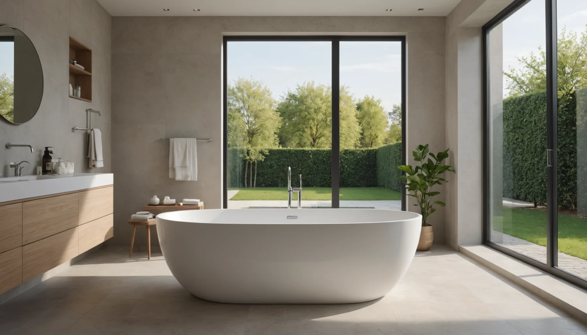 baignoire ilot contre un mur