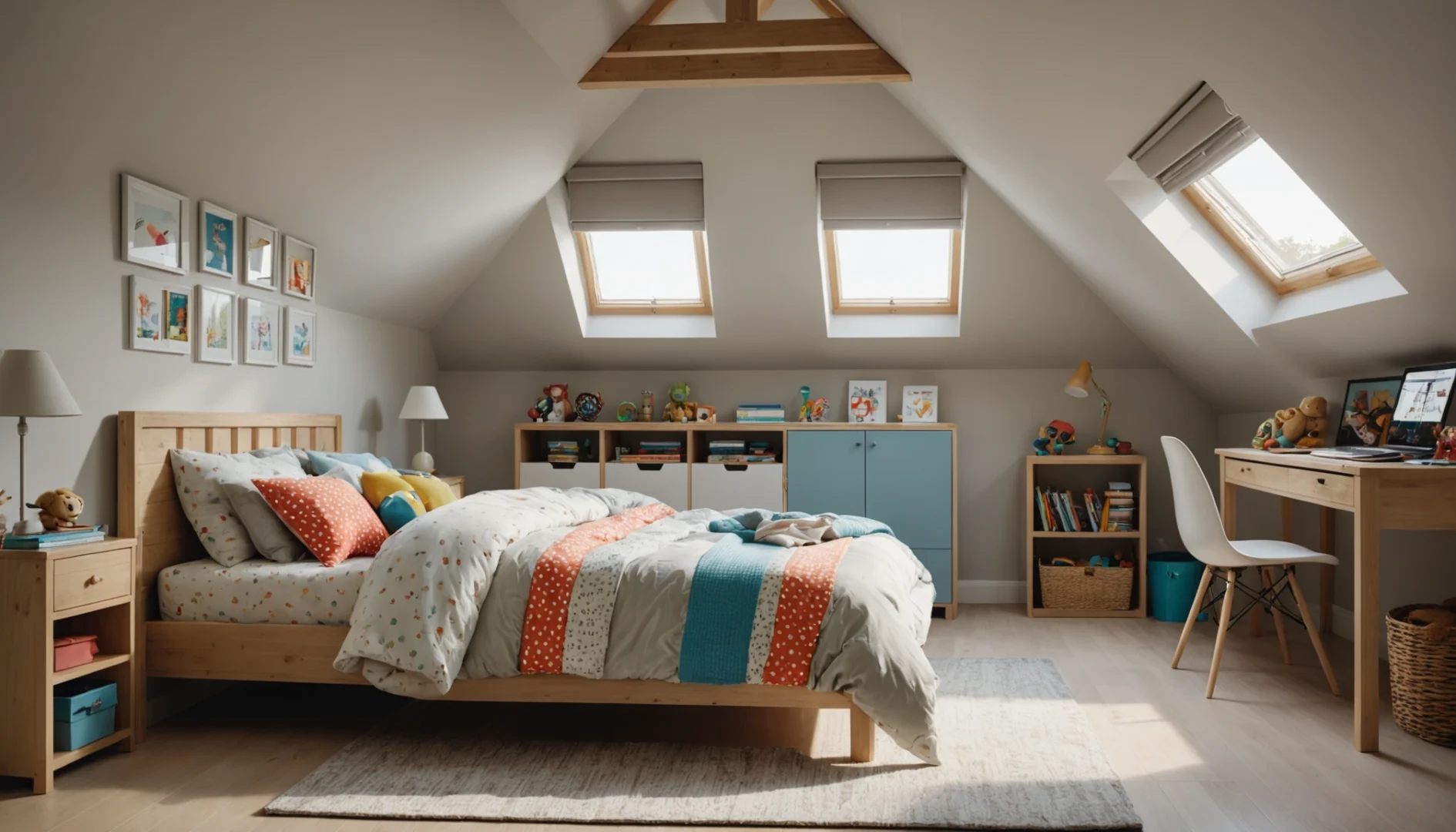 idées pour chambre d'enfant avec pente de toit