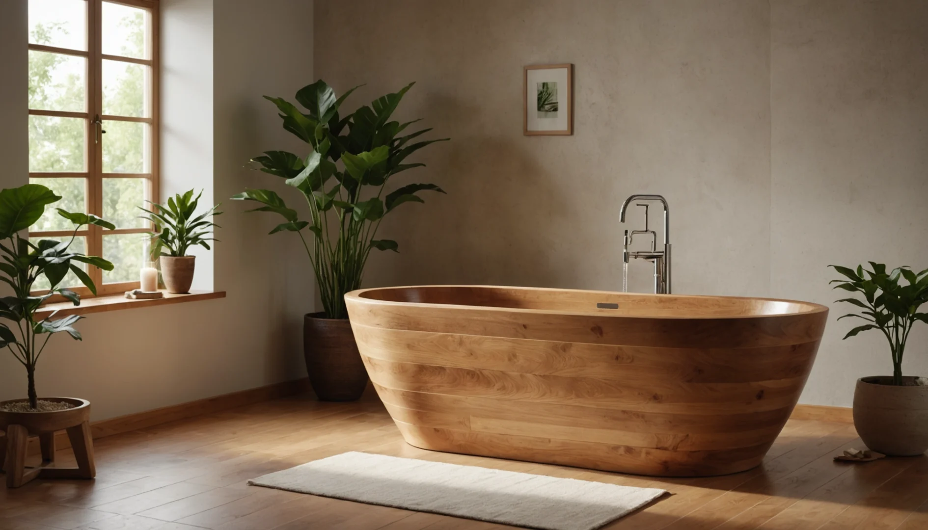 baignoire autoportante en bois