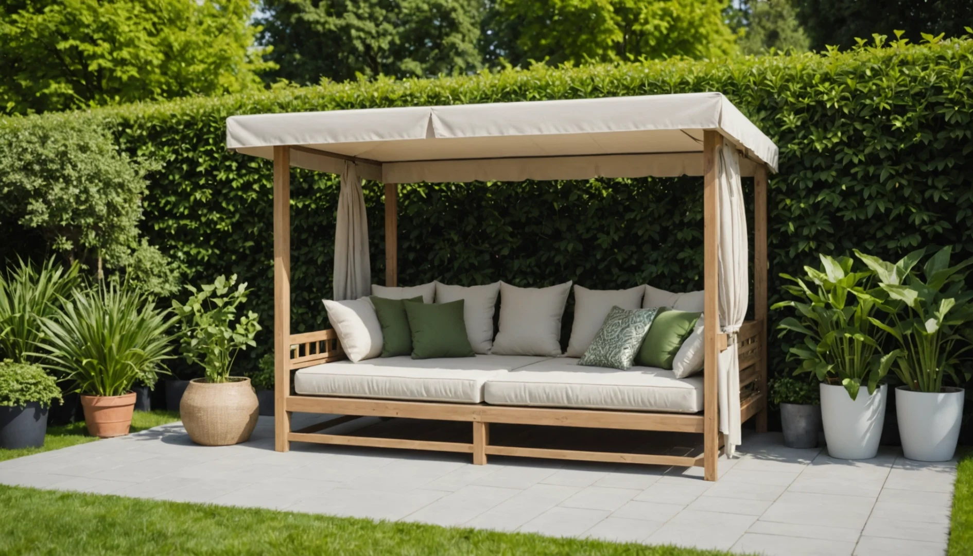 lit de jardin avec toit résistant aux intempéries