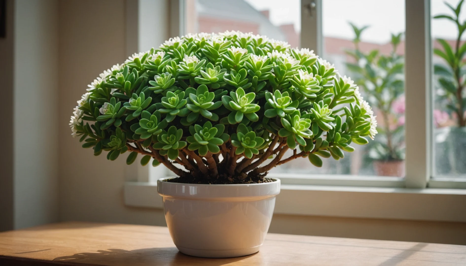 arbre de jade fleuri