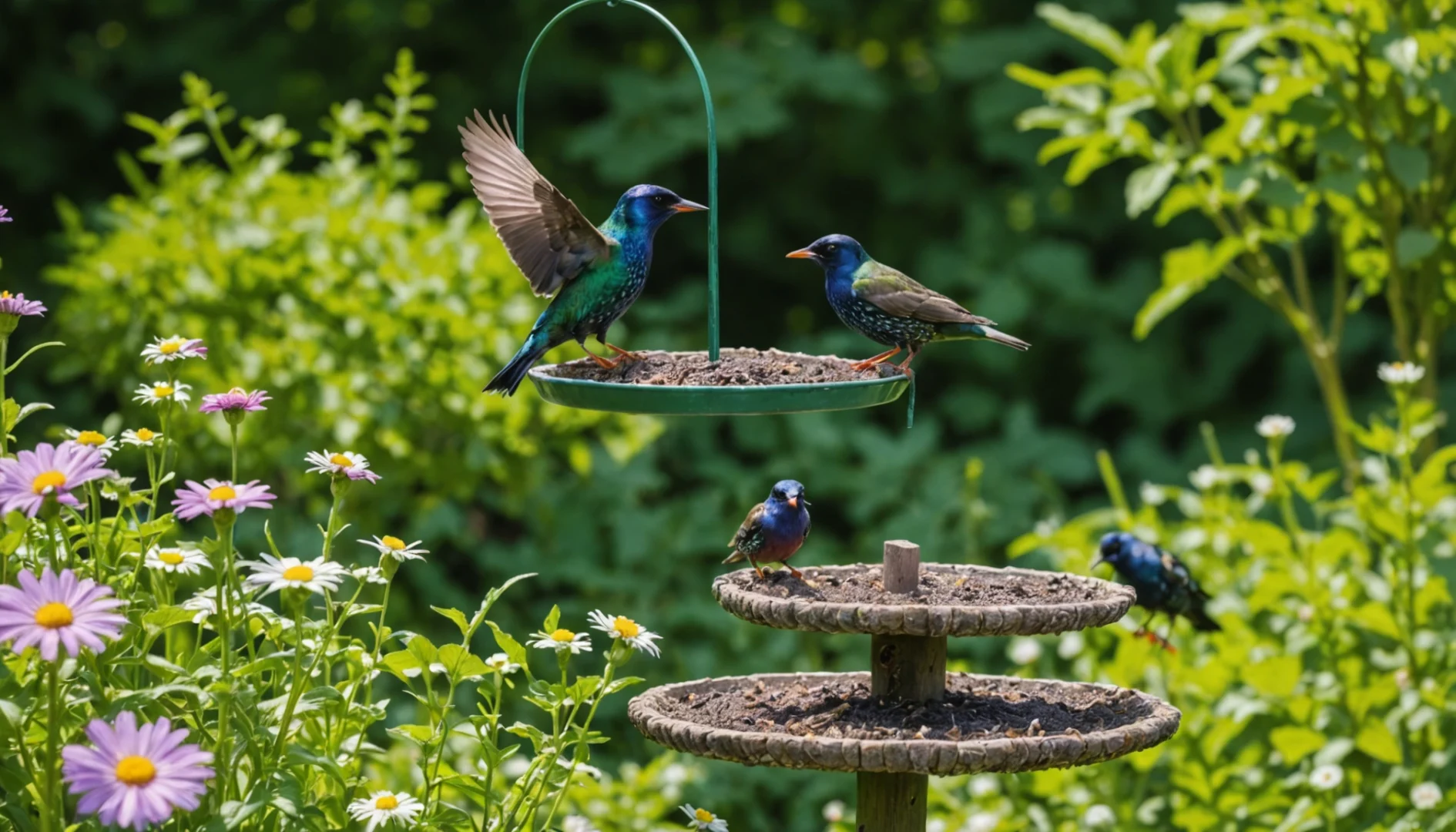 etourneau dans le jardin