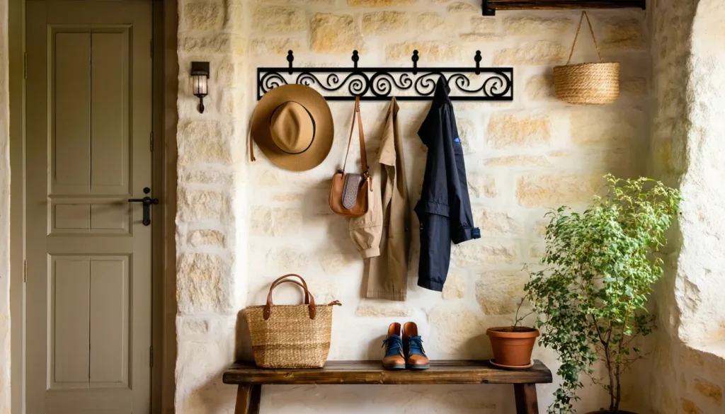 porte manteau fer forgé mural