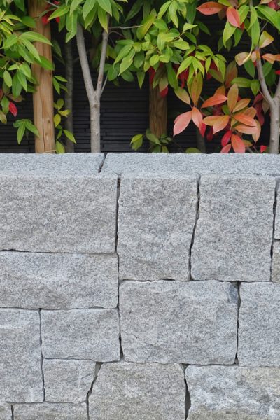 Planter,Box,Low,Wall,Grey,Stone,Material,With,Shrubs